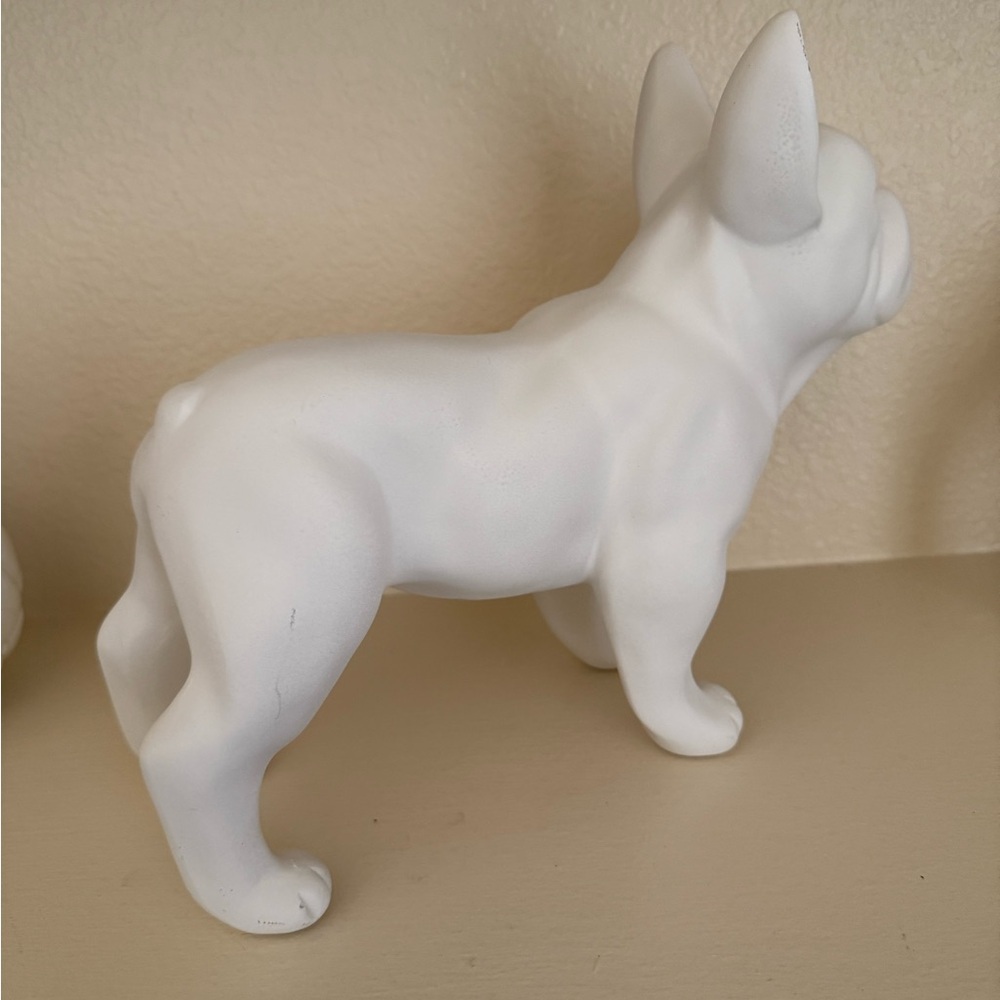 White Matte Ceramic French Bulldog Figurine - Picture 3 of 6